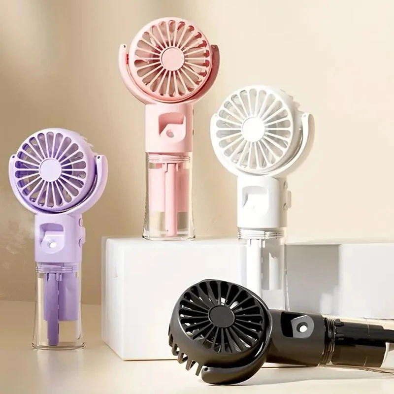 Ventilador Pequeno com Carregamento USB, Ventilador Portátil de Mão com Umidificador - Ajuste de 4 Velocidades, Adequado para Escritório, Atividades ao Ar Livre e Viagens