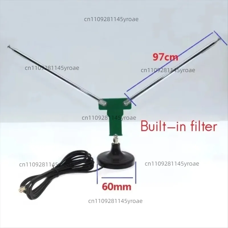 Wideband Telescopic V-Dipole Receiving Antenna 77MHz To 415MHz FM Aviation Satellite Signal Capture Replacement Parts
