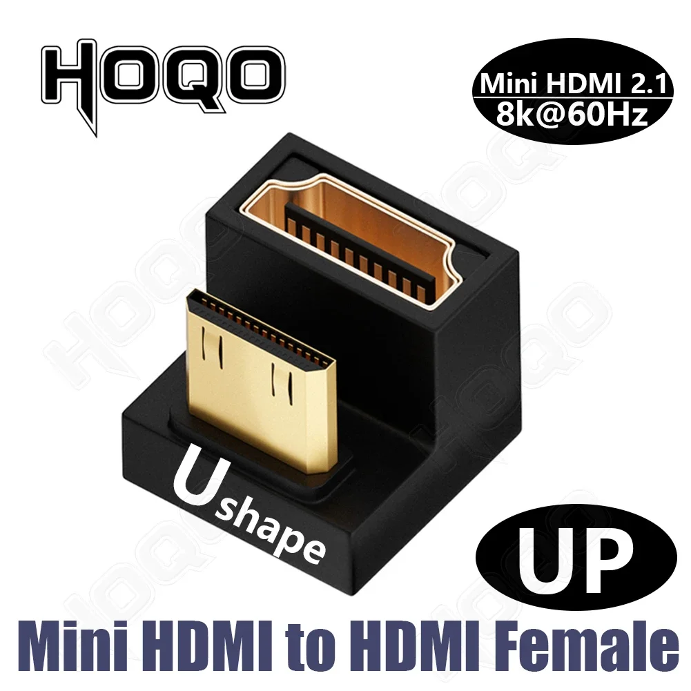360 Degree U-shaped Mini HDMI gender Adapter 180 Mini HDMI Male to HDMI Female Angled L Converter HD 2.1V Extension 4K 8K 60Hz