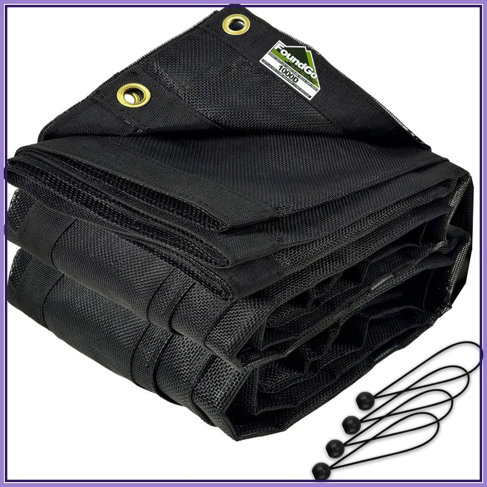

6x14 Dump Trailer Tarp 18oz Heavy Duty Mesh Cover with Grommets Waterproof Vinyl Coated, Includes 4 Elastic Ropes