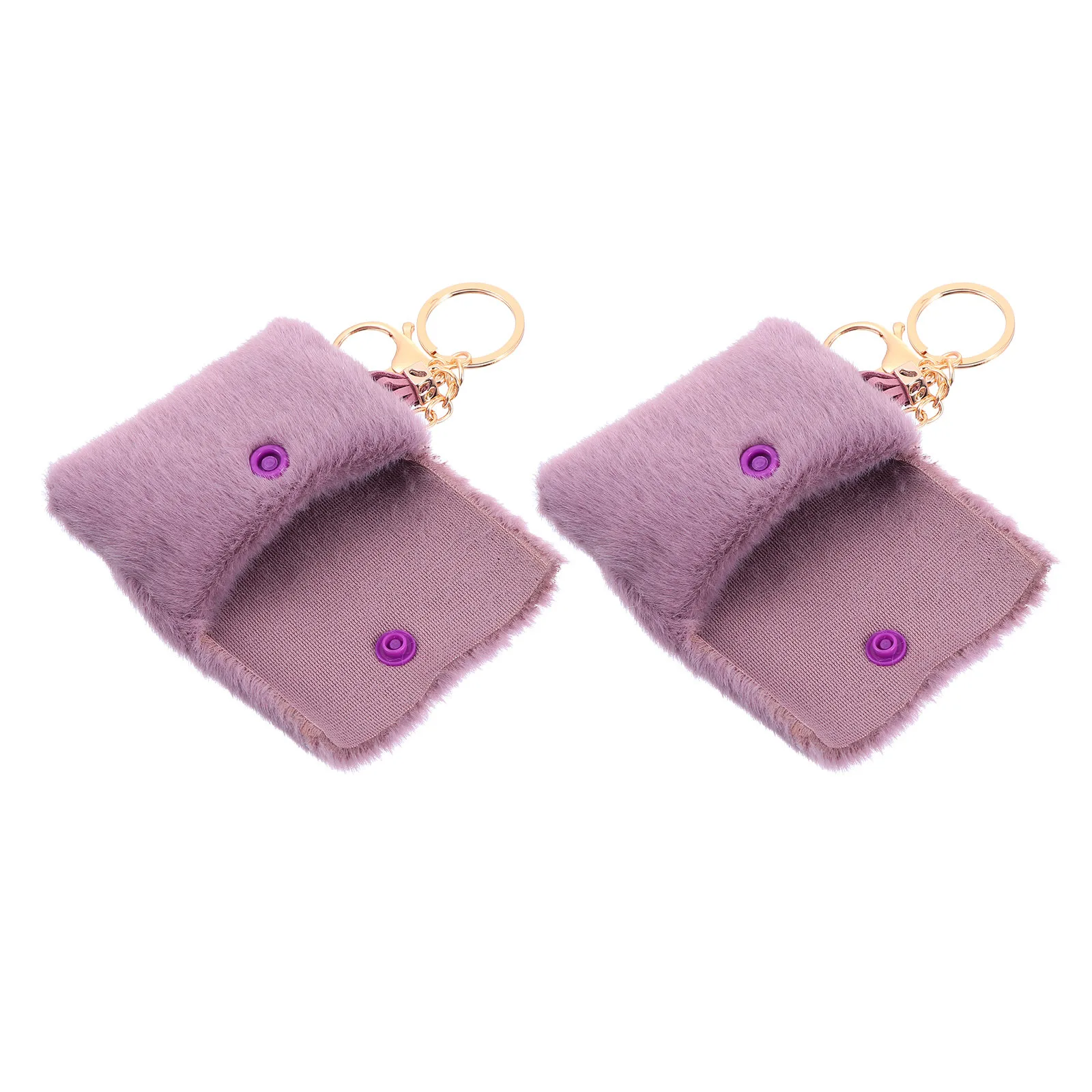 

2 Pcs Key Holder Keychain Coin Purse Purses Bag Pendant Mini Purple