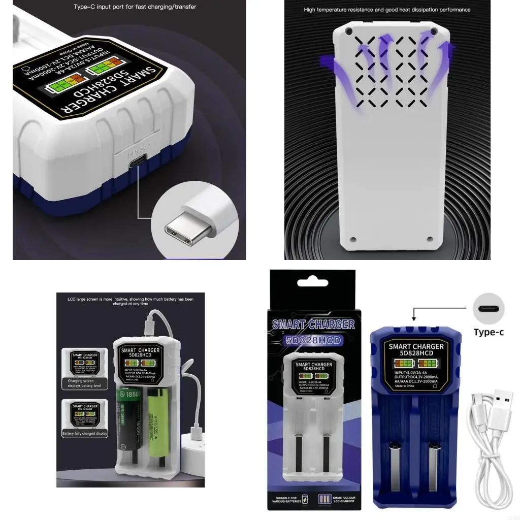 

Universal Battery Charging Double Slot Independent Charging for 18650 26650 26800