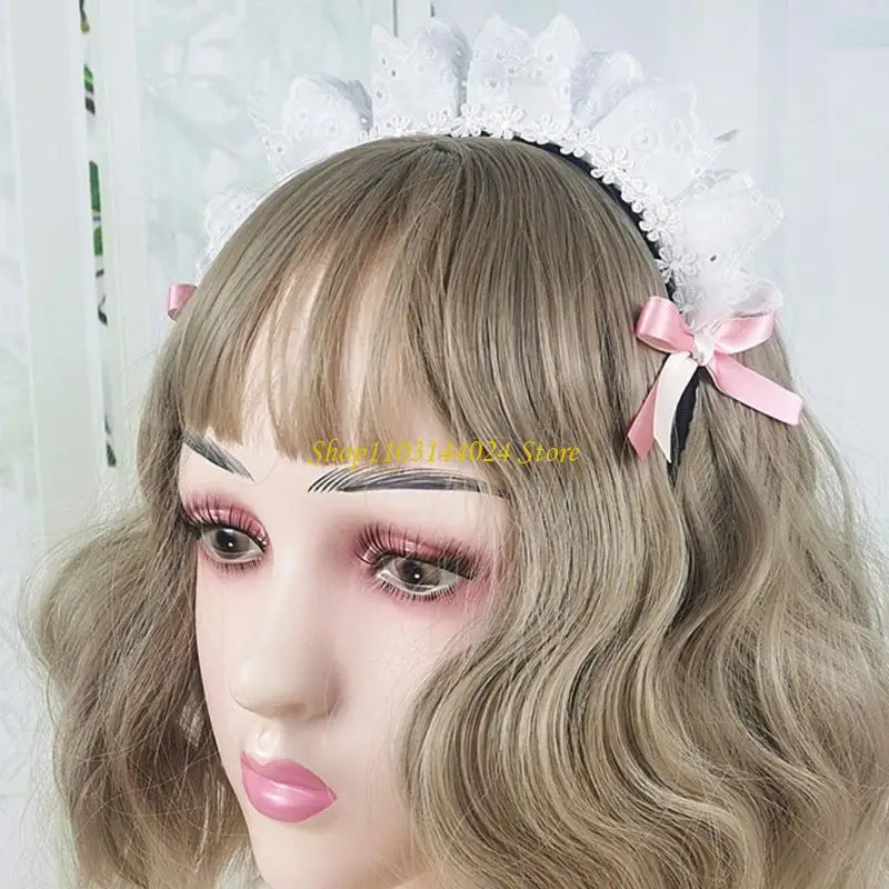 

N5KE Maid Headbands Women Girls Lolitas Headbands Soft Fabric Headwear Lovely Hair Band for Role Playing and Fashion