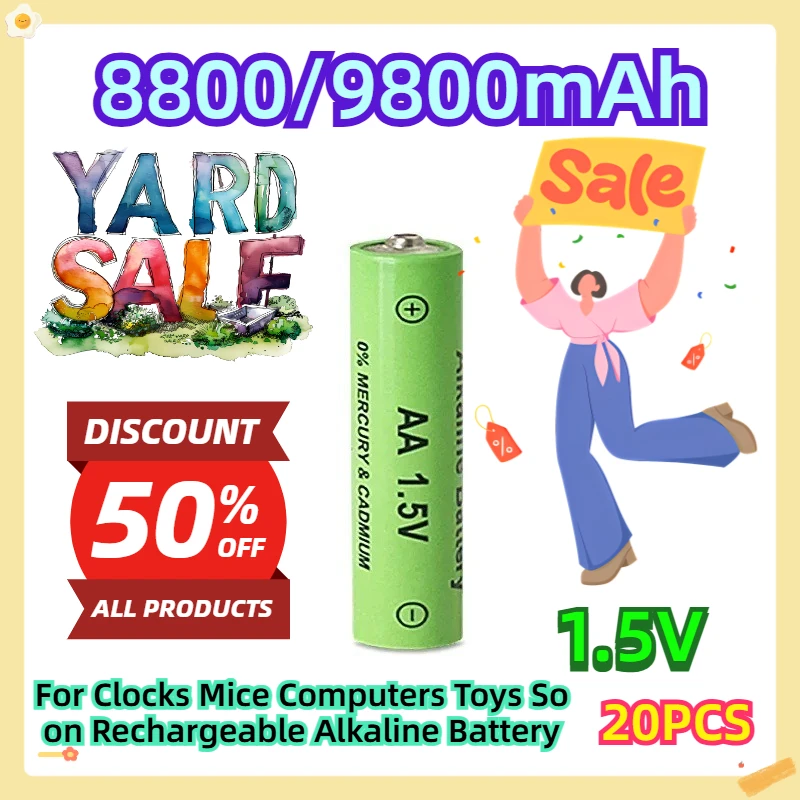 

For Clocks Mice Computers Toys So on Rechargeable Alkaline Battery 1.5V AA9800mAh AAA8800mAh 20pcs