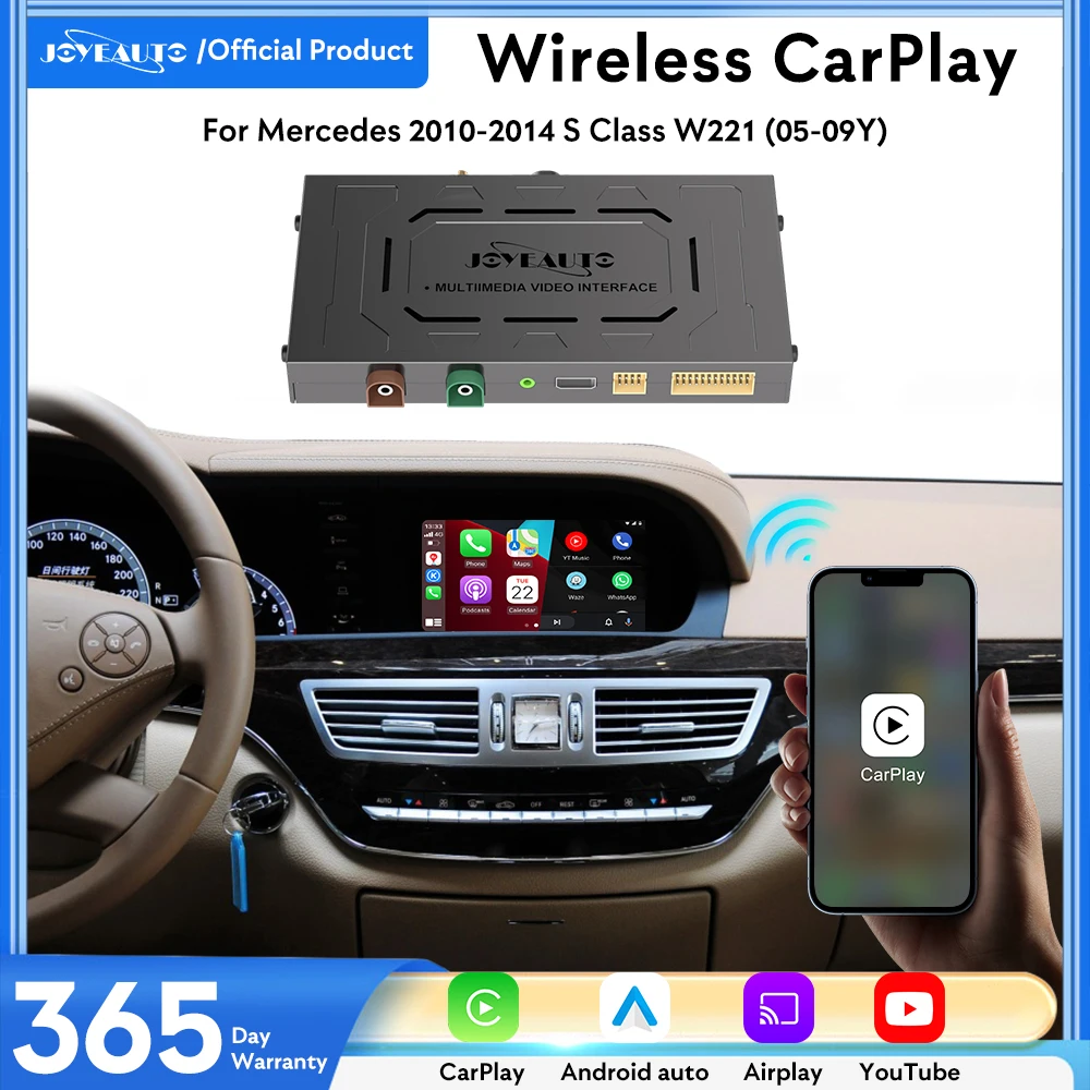 JoyeAuto Wireless Apple CarPlay Android Auto Interface for Mercedes Benz 2010-2014 S Class W221 Google Maps Mirror-Link Retrofit