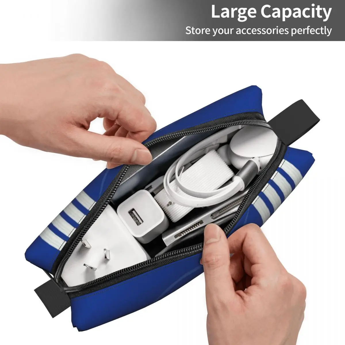 Cute Boeing 777X Captain Stripes Travel Toiletry Bag Women Aviation Aviator Flight Pilot Makeup Cosmetic Beauty Storage Dopp Kit