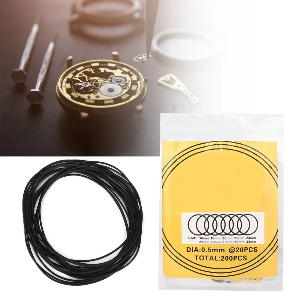 Rubber Material O Ring Seal Flexible Material Round Shape Watch Gasket 0.6mm Thickness 0.5mm Thickness Watch Back Cover Seal
