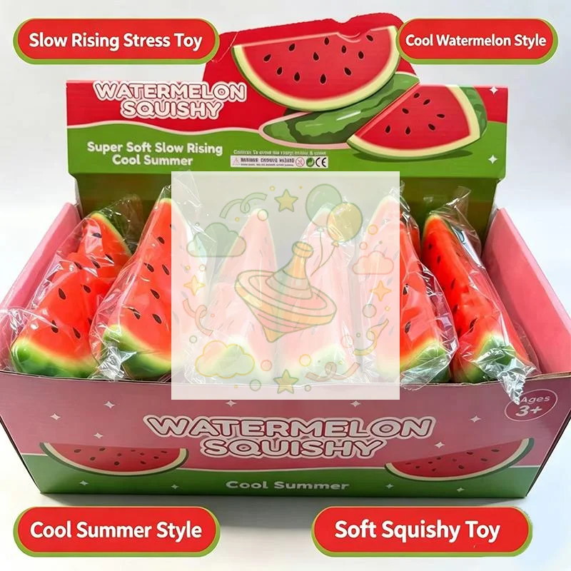 Watermelon Shaped Soft Squeezable Toy Slow Rising  Stress Reliever for Kids Travel Pocket Fidget Toy