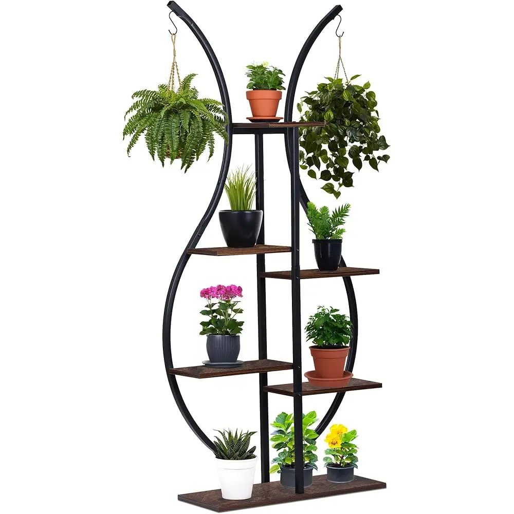 

6 Tierd Plant Stand Indoor, Tall Plant Shelf For Multiple Plants, Metal Plant Display Ra Flower Pot Stand For Balcony&Patio,