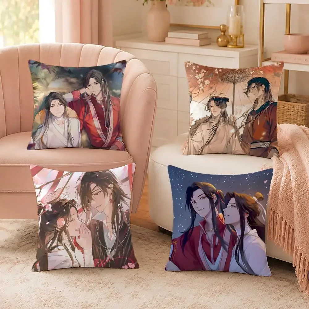 Fantasy Anime Heaven Official's Blessing Cushion Cover Custom Plush Pillow Cover Soft Cloud Comfort for Sofa Bed Couch