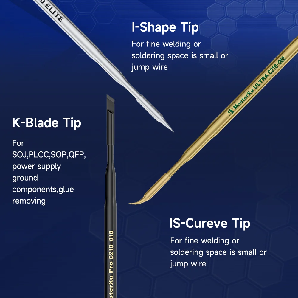 Imagem -04 - Masterxu Precisão Oem C210 Ferro de Solda Integrado Ponta Solda a Ponto Jbc Sugon Aifen T210 T26 a9 Sunshine Handle Station