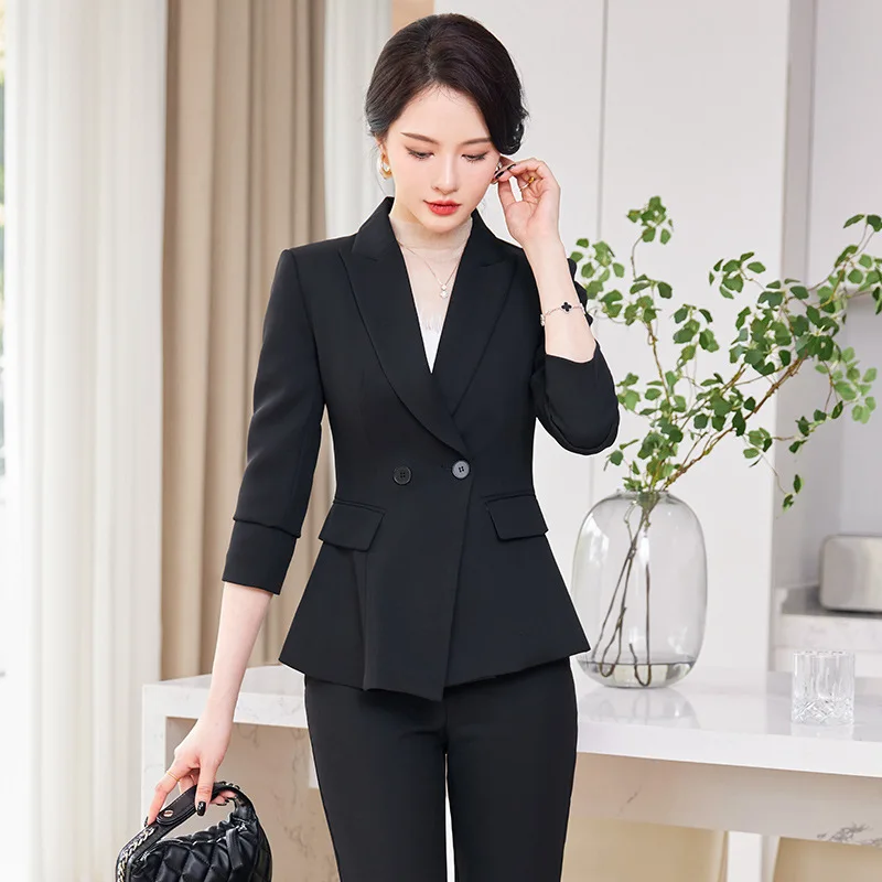 Small Suit Jacket for Women 2023 Autumn New Two Buttons Fashion Temperament Leisure Long Sleeve Business Wear Suit Suit Pants