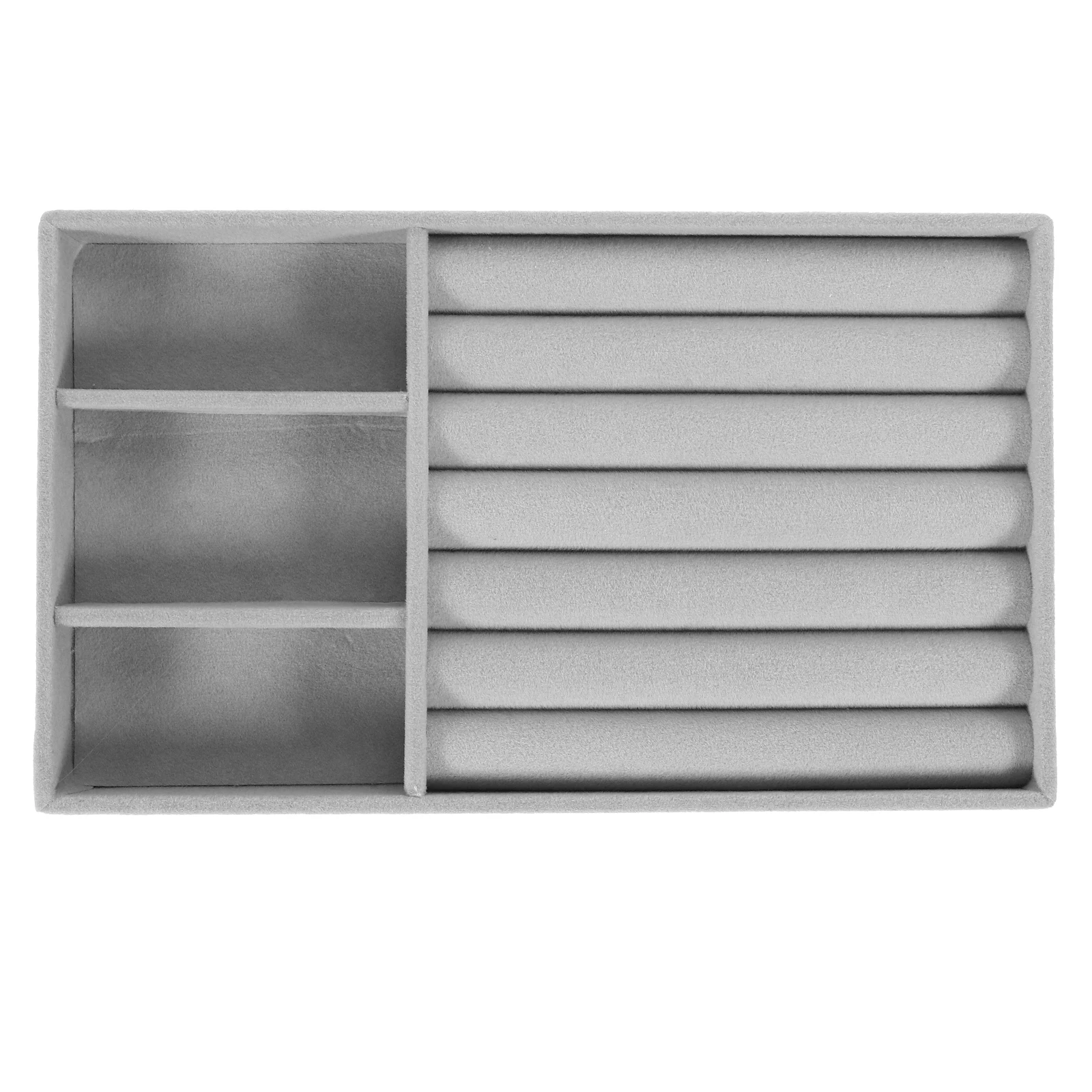 

Stackable Jewelry ganizer Drawer 6 Compartments Grey Velvet Tray Necklace Earring Ring Storage Display Home Accessories