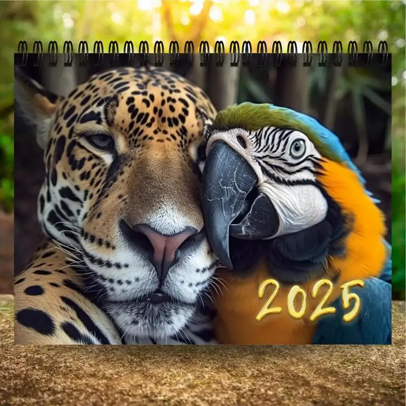 Calendario de pared divertido 2025 con temática de animales, planificador de papel decorativo para el hogar, empresa, tienda escolar, 2025