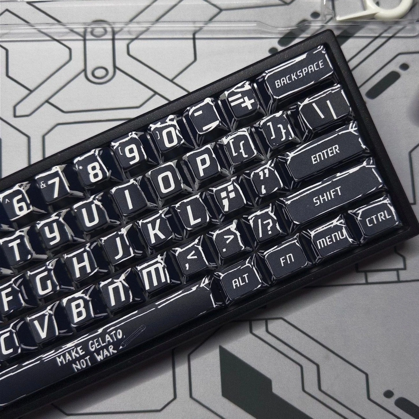 Manga Style Minimalist Black White Cherry Keychain PBT  Key Personalized Adaptation 61/75/87/104/108 Wooting Mechanical Keyboard