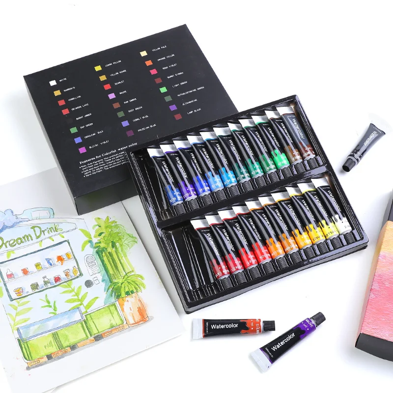 Watercolor Paint Set 12/24/36Colors Art Painting Kit with Painting Brushes,Palette,for Kids Adults Artists Professional Painting