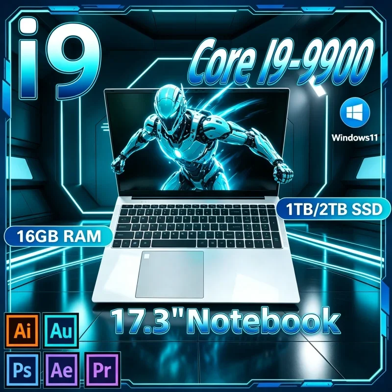2026 Cost‑Effective 17.3" Ultra Slim Computer Intel Core I9-9900 16GB 32GB 2TB Windows 11 New Gaming Office Study Laptop PC