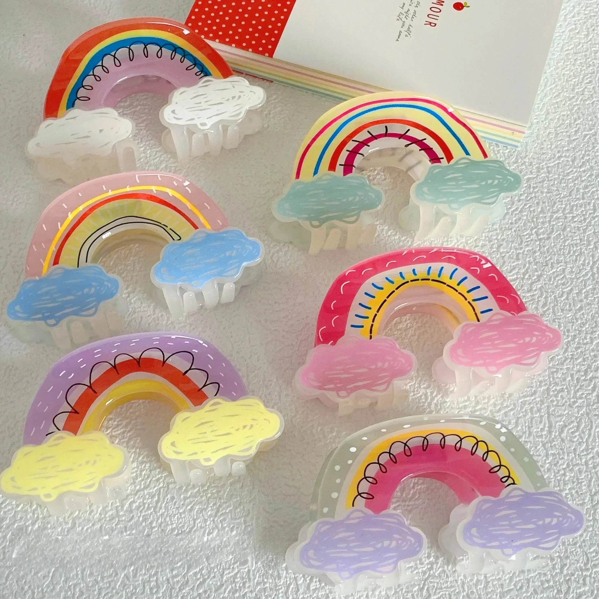 

Colorful Rainbow Cloud Hair Claw Acrylic Sweet Cute Coiled Claw Clip Fashion Ins Shark Clip Hair Accessories for Women Girls