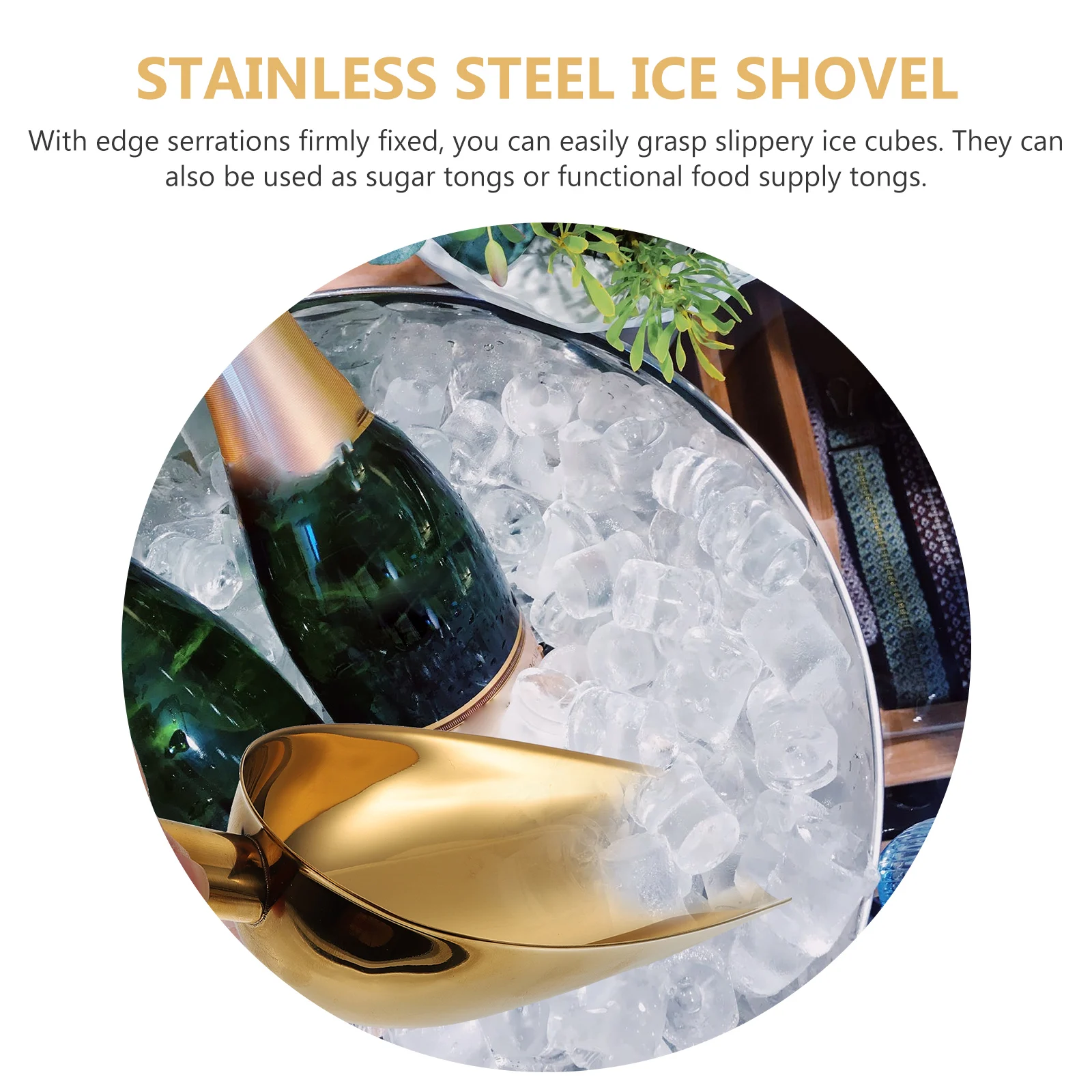 

Ice Shovel Tongs Stainless Steel Scoop Golden Kitchen Bar Tool Flour Cubes Food Buffet Party BBQ Restaurant Ice Cream Tools