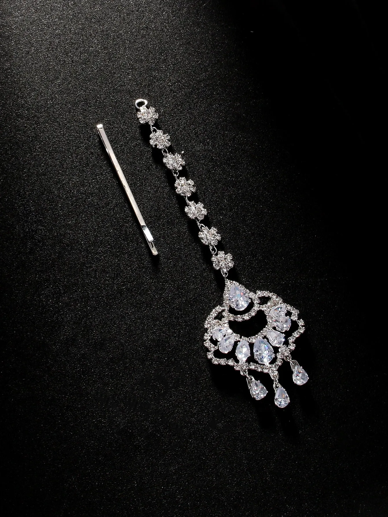 Exotic Gift Zirconia Maang Tikka Hairpin Indian Women Forehead Jewelry Gorgeous Boho Statement Headdress Accessories Festival