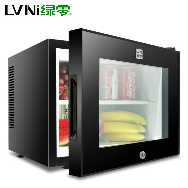 

220V 20L Hotel Room Small Refrigerator Mini Transparent Freestanding Display Freezer Mute Fridge 8-15 Celsius