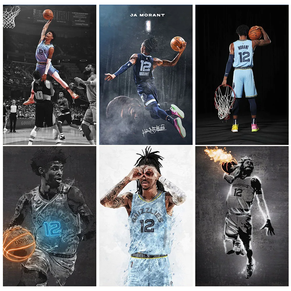 J-Ja M-Morants Posters Basketball Player Canvas Art Print Home Decoration Wall Painting Picture for Boy Room Decor