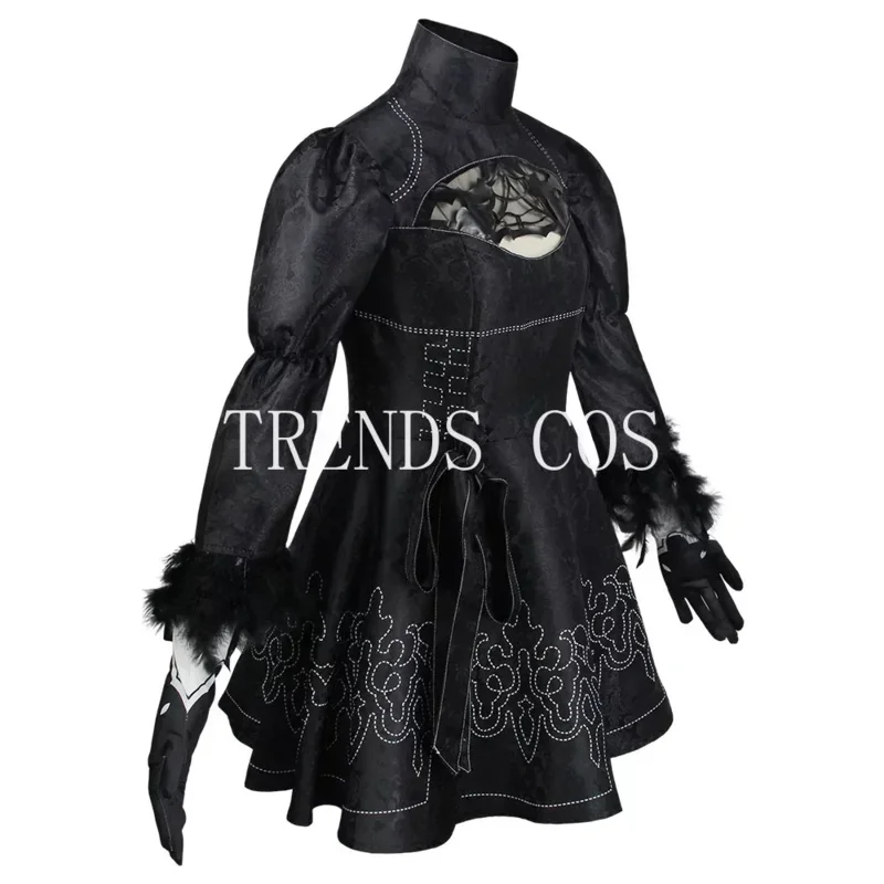 A Loving Family 2B Cosplay Costume Game YoRHa No. 2 Type B 2B Black Uniform Big Size 2B Dress with Eyemask Gloves 2025 New