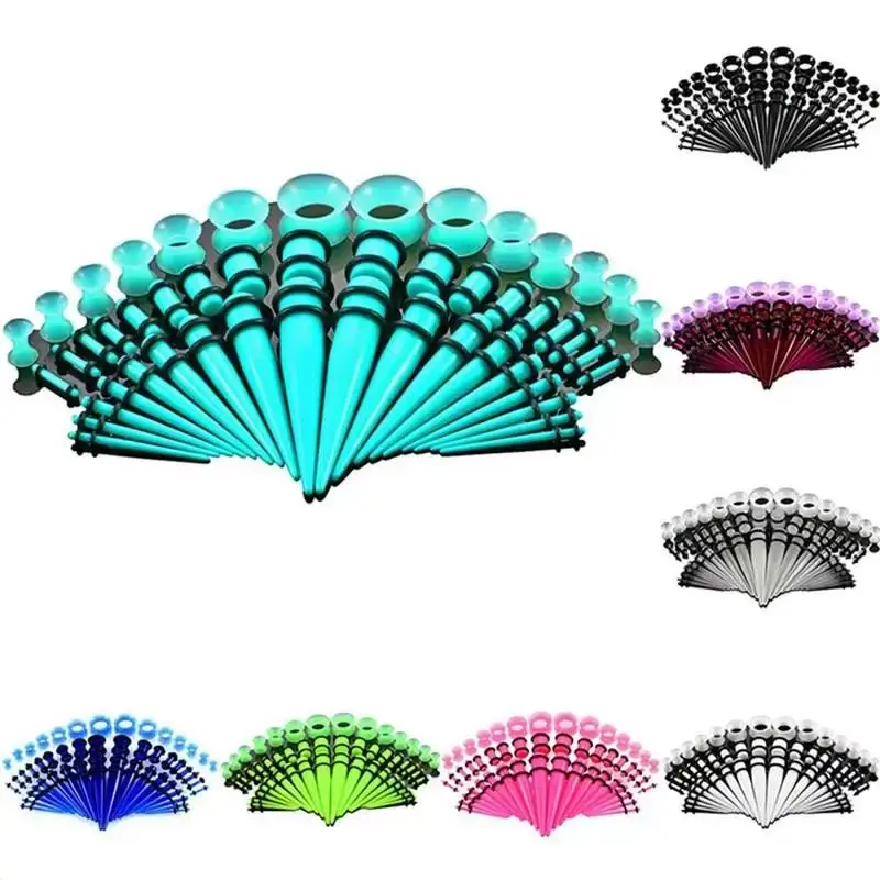 50pcs Acrylic Ear Gauge Taper And Plug Stretching Kits Mixed Color Ear Flesh Tunnel Expansion Body Piercing Jewelry Expanders