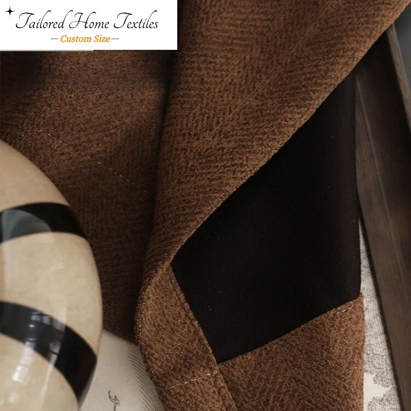 Modern High-quality Blackout Curtains Cotton Linen Maillard Creamy Curtains for Living Room Bedroom Custom-made Solid Color