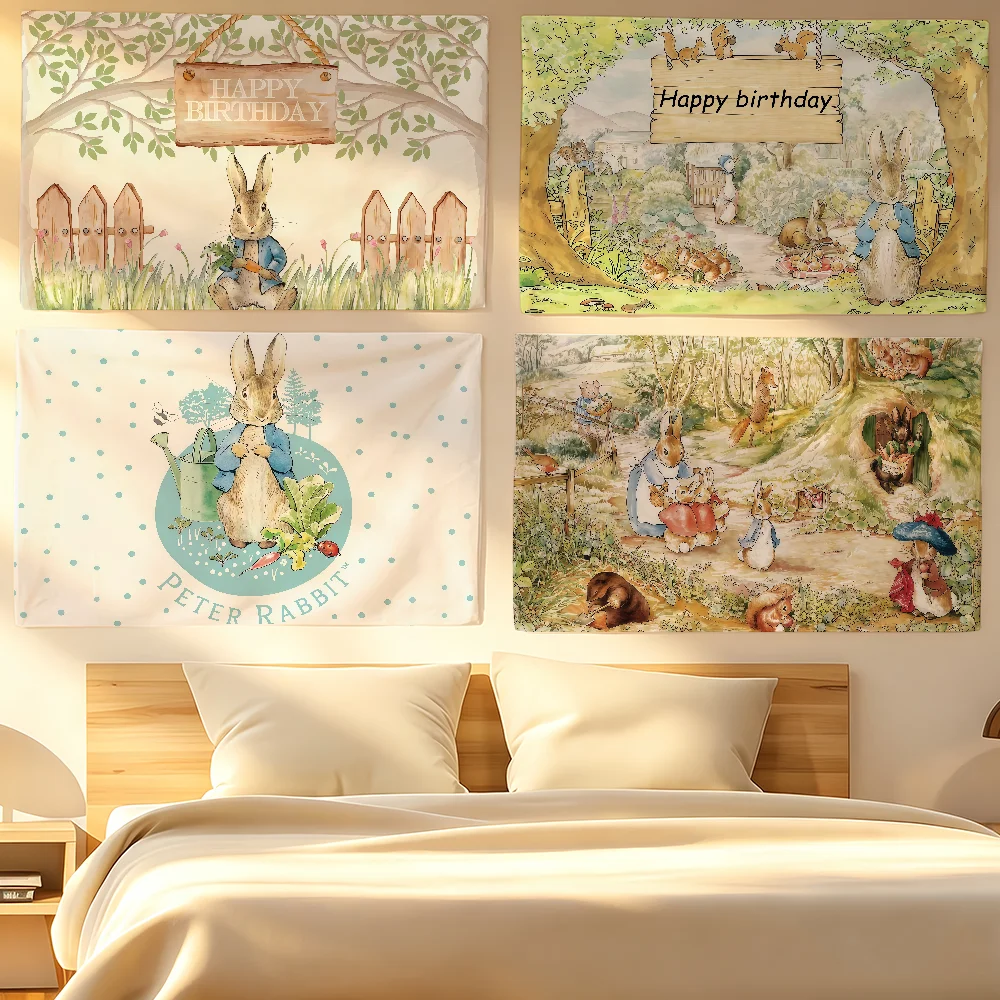 Cartoon cute P-peter R-Rabbit flag For Living Room Home Dorm Decor Wall Outdoor Camping Party Banner Gifts
