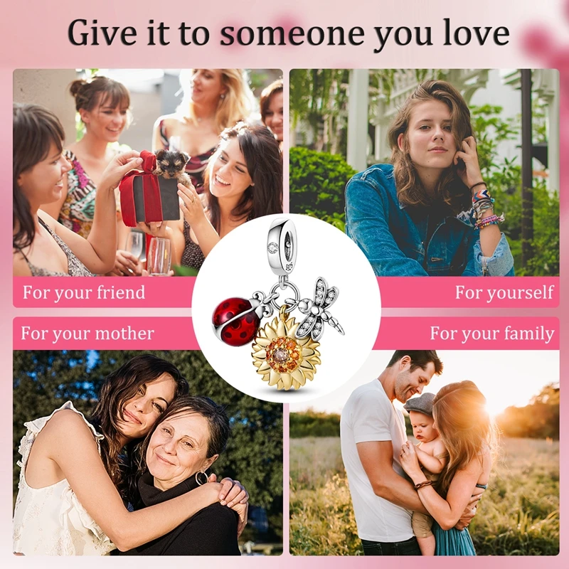 Charms 925 srebro Fit Charms Pandora 925 oryginalna bransoletka naszyjnik damski szczęście ważka złota DIY piękna biżuteria na prezent