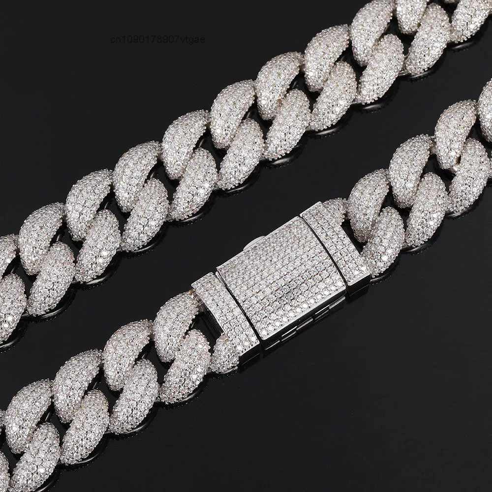 Quality High 20MM 925 Sterling Silver Moissanite Cuban Link Necklace Custom Luxury Hip Hop Iced Out Chain for Men.