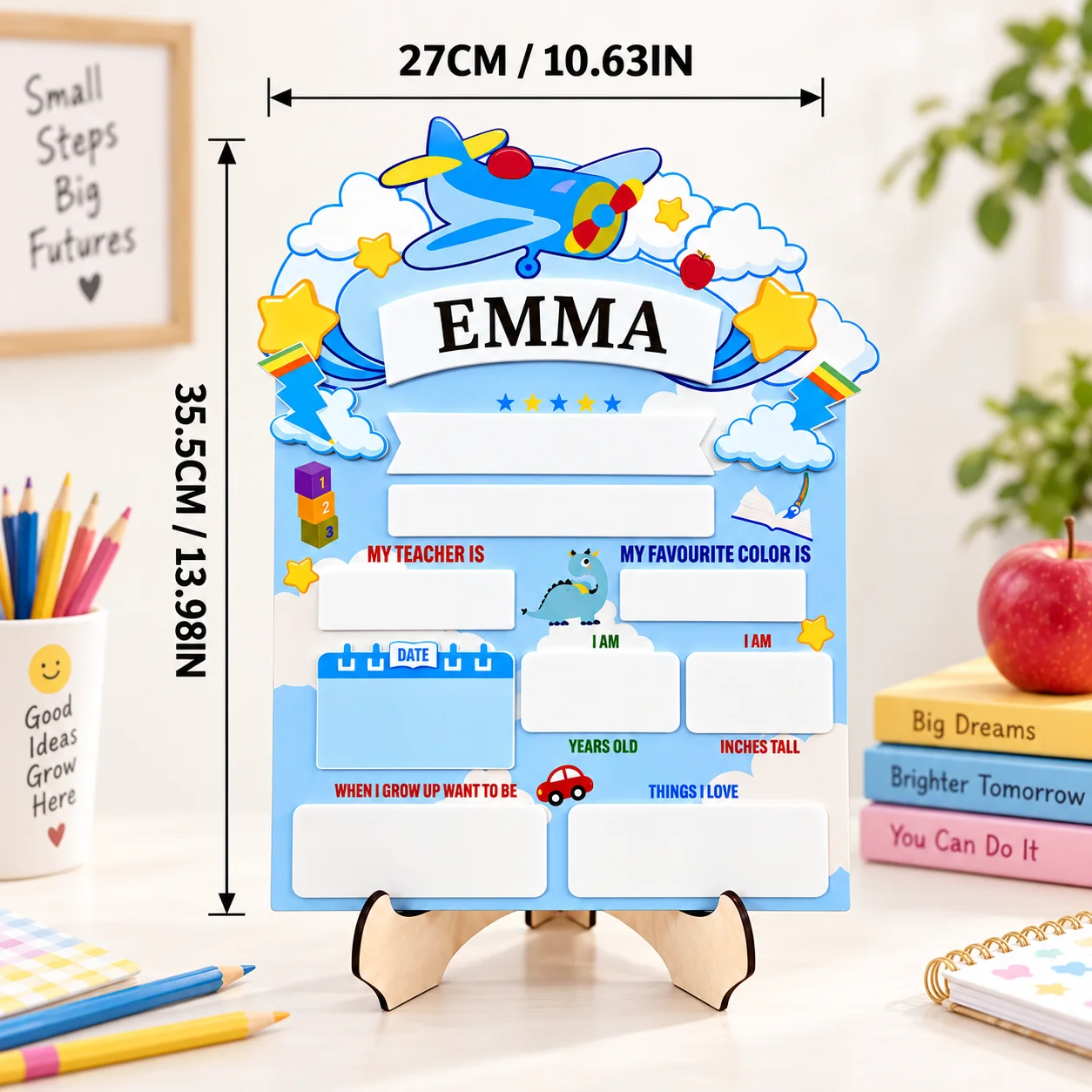 Personalized Back to School Sign Custom First Day School Board Wooden Acrylic Milestone Name Plaque for Kids Home Classroom Gift