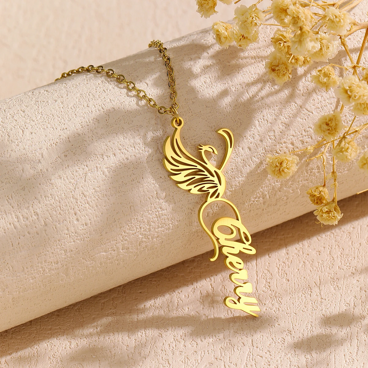 

Personalized Custom Phoenix Name Necklace For Women Stainless Steel Handmade Nameplate Choker Chain Jewelry Gift