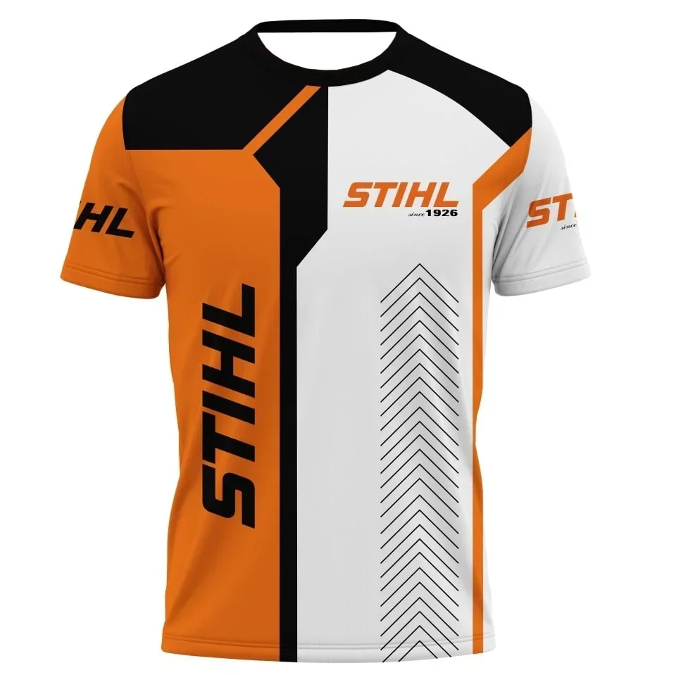 

Новая мужская быстросохнущая футболка с принтом STIHL, удобная дышащая футболка для спорта и отдыха, впитывающая пот, гоночный топ с короткими рукавами