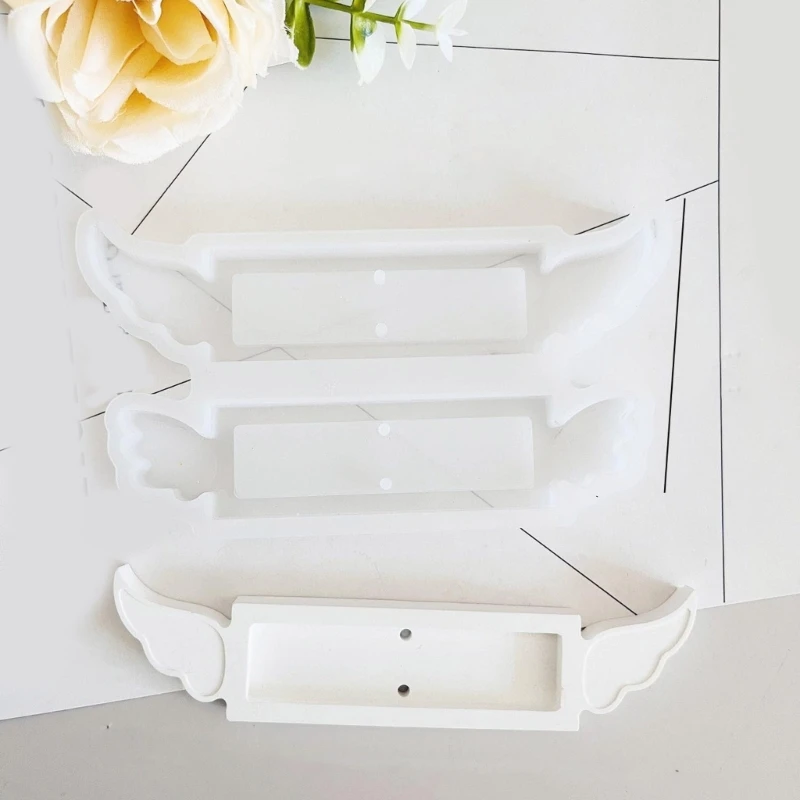 ملاك جناح الشوكولاته حامل السيليكون العفن يدويًا مصنوعًا يدويًا مربع هدايا جبس الغجر المجرى المجوهرات صنع قوالب الجص