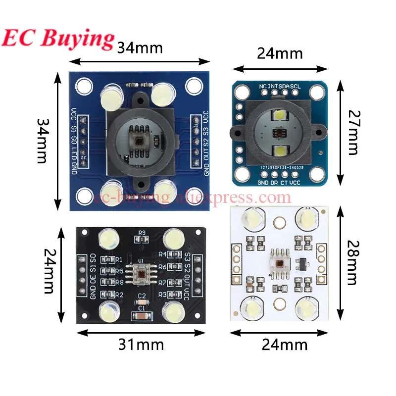 1-5Pcs GY-31 CJMCU TCS3200 TCS230 GY-33 TCS34725 RGB Color Recognition Sensor Module Development Board IIC I2C For Arduino DIY