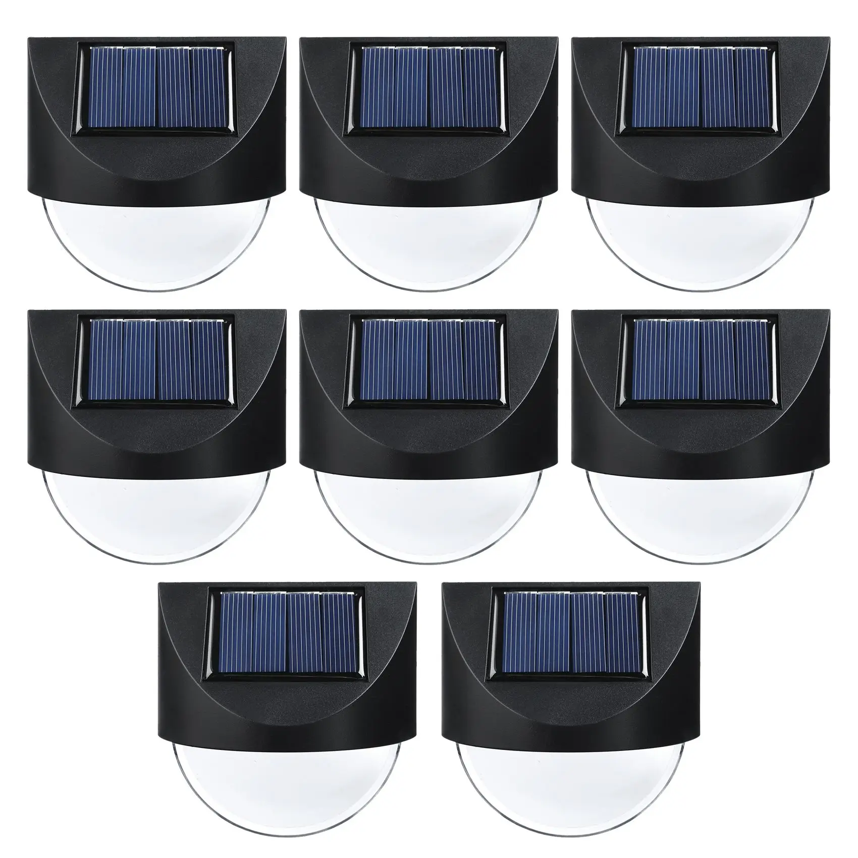 

Solar Fence Lights, 8 Pack Waterproof Solar LED Outdoor Wall Lighting for Deck Steps Patio Walkway Garden(Warm White)