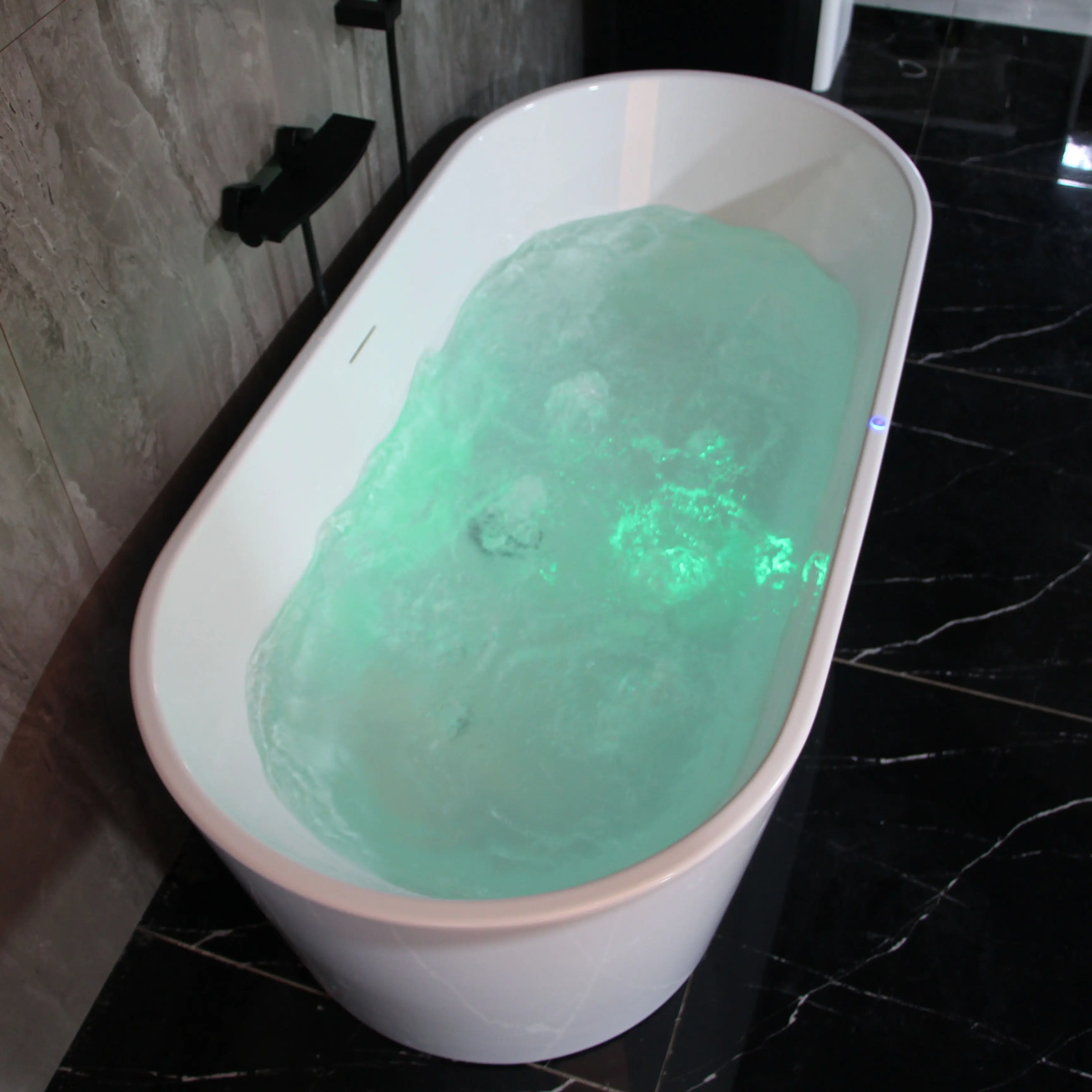 *a* Customized Modern Freestanding Bath Tub Glossy White Pure Acrylic Oval Bathtub Air Massage Soaking Eco-Friendly for Modern