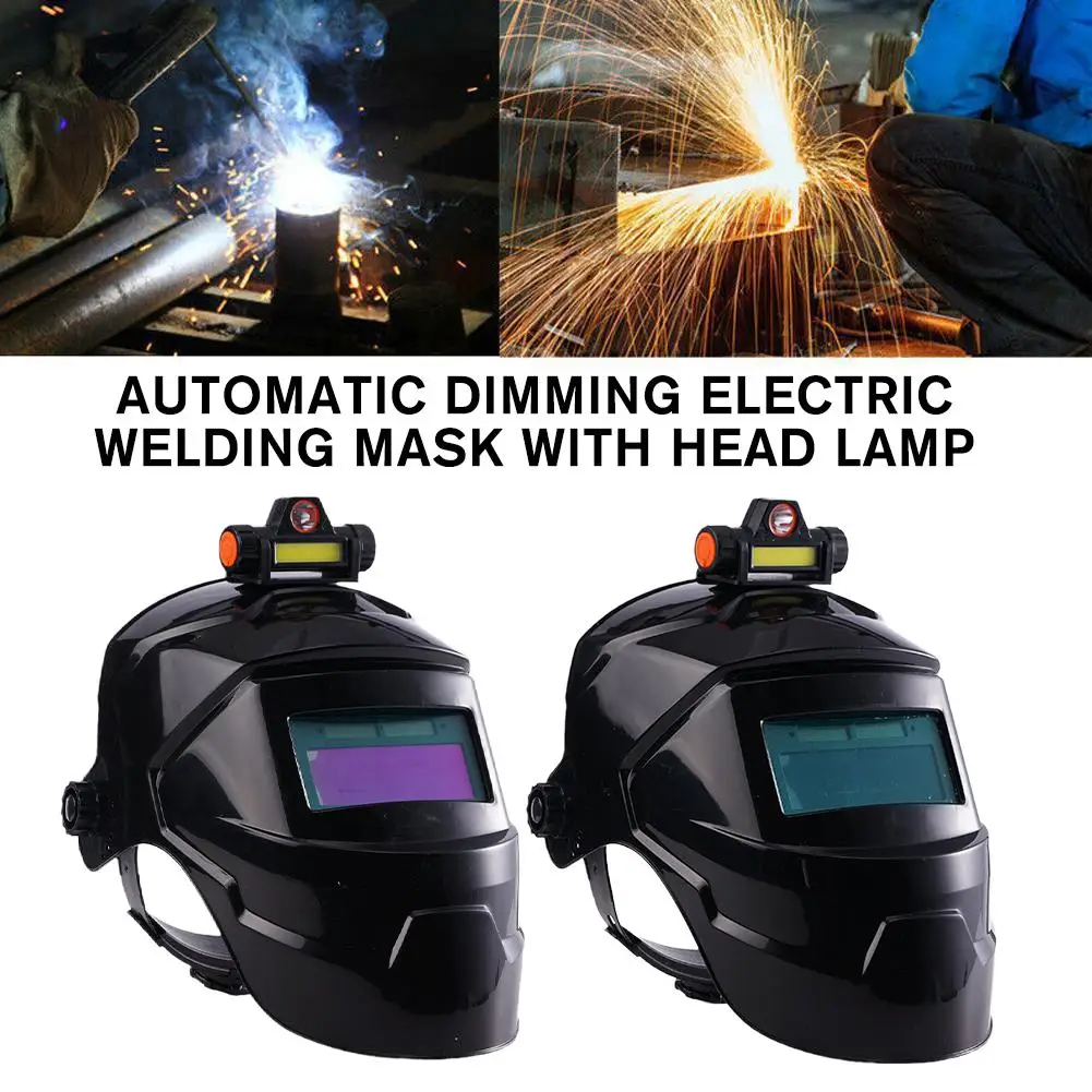 Welding Helmet Welder Mask With Rechargeable Headlight Automatic Dimming Electric Welding Mask For Arc Weld Grind Cut Process