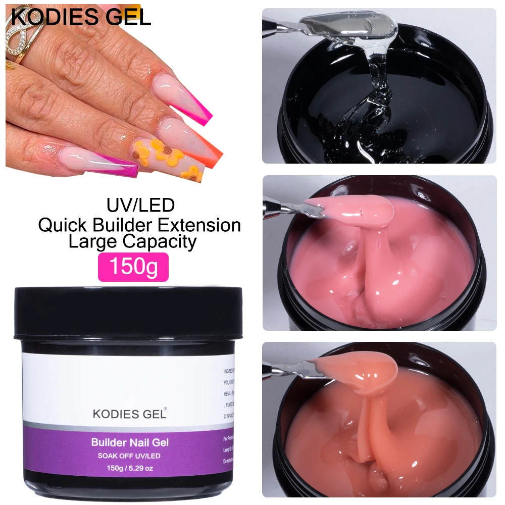 KODIES GEL 150g Builder UV Nail Gel Polish Camouflage Clear Opal Jelly Poly Gellak for Nails Extension Sculpture Manicure Salon