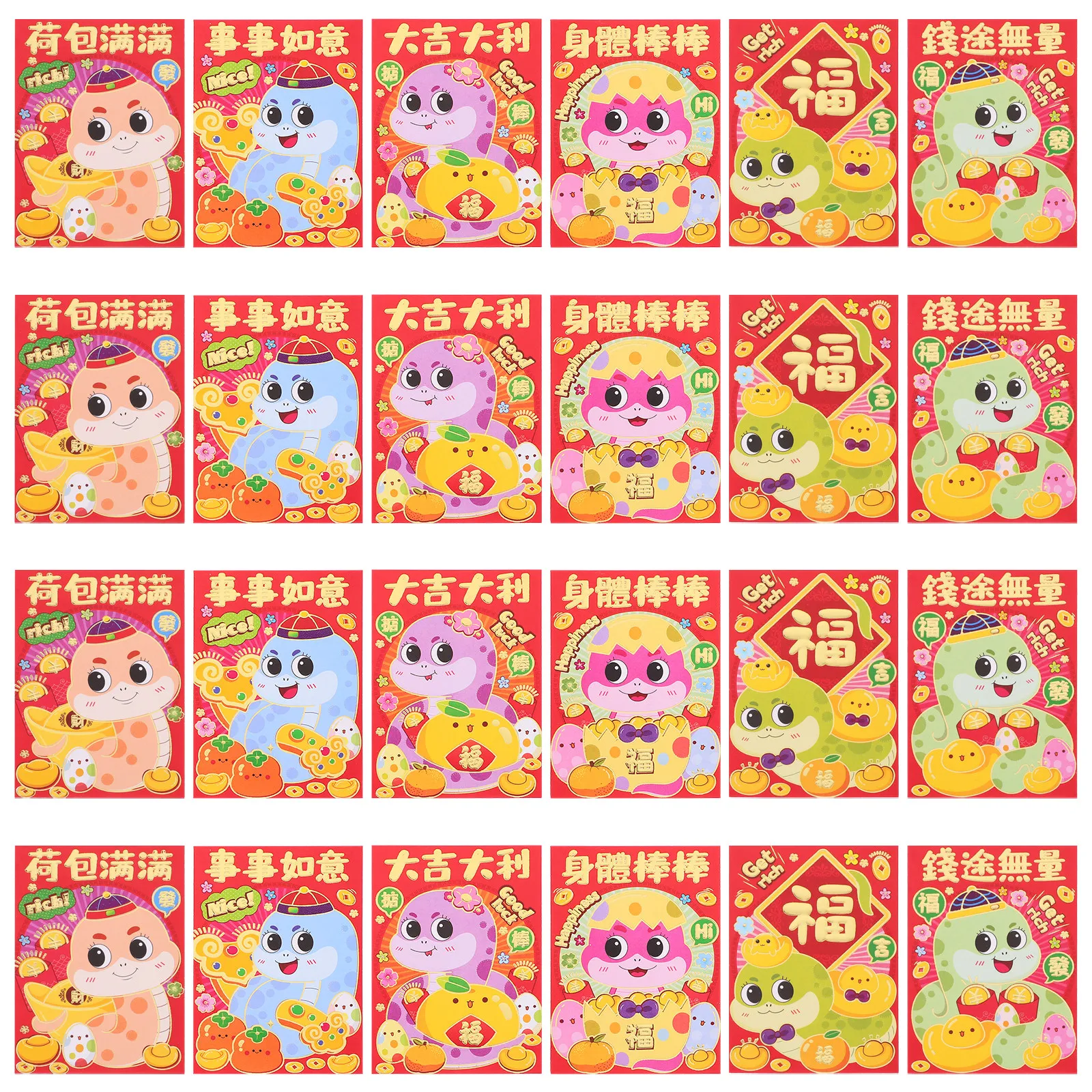 

36Pcs Cartoon Red Envelopes Paper Material Safe Stable Storage for Gifts Jewelry Chinese New Year Packets New Year Red Envelopes