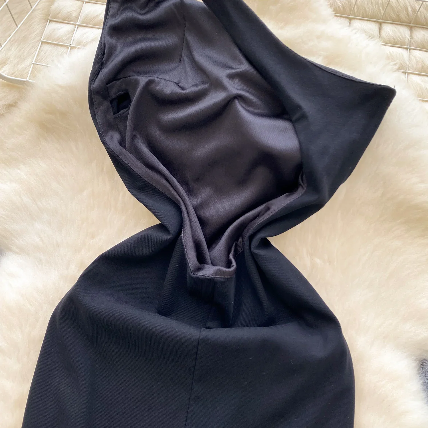 Sexy Diagonal Collar Vintage Single Strap Elegant Backless Chic Slim Split Dresses French Evening High Street Autumn Clothing