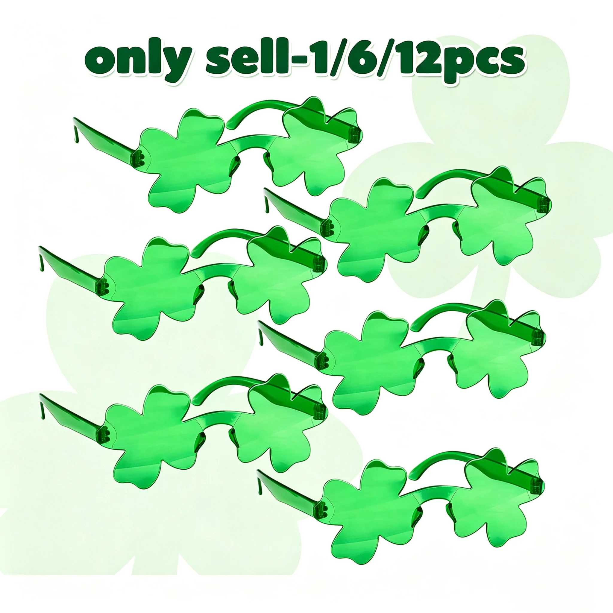 12/6/1 Pair St. Patrick's Day Four-leaf Clover Glasses Party Supplies Baby Shower Event Accessories Four-leaf Clover Eyewear