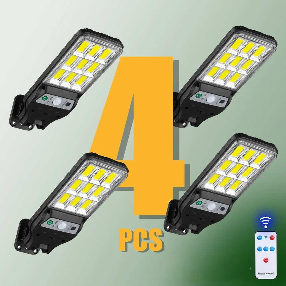 مصباح جداري LED خارجي يعمل بالطاقة الشمسية ، مصباح حثي لجسم الإنسان ، حديقة ، شرفة ، باب جراج ، إضاءة شوارع ، 3 أوضاع ، 4 way