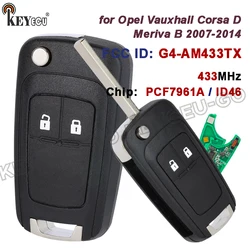 KEYECU 433MHz PCF7961A / ID46 Chip G4-AM433TX for Opel/Vauxhall Corsa D 2007-2012 Meriva B 2010+2014 Flip Remote Key Fob