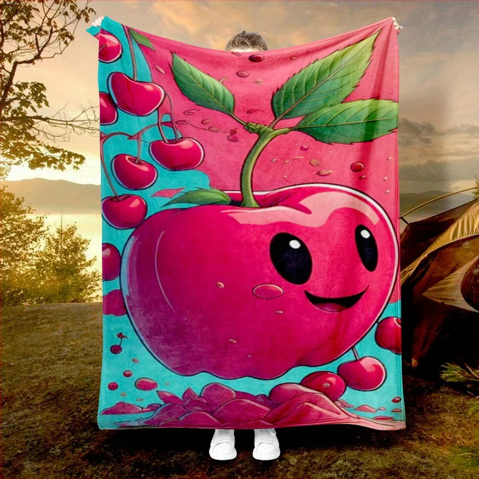 Cherry Blossom Bliss Blanket Reversible Flannel Throw for Sweet Style AllSeason Comfort Fruity Freshness Gift
