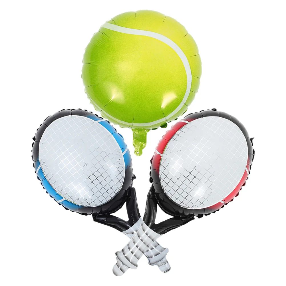 1Set Tennis Balloons Foil Racket Ball Hanging Party Decorations Tennis Birthday Supplies Aluminum Balloons