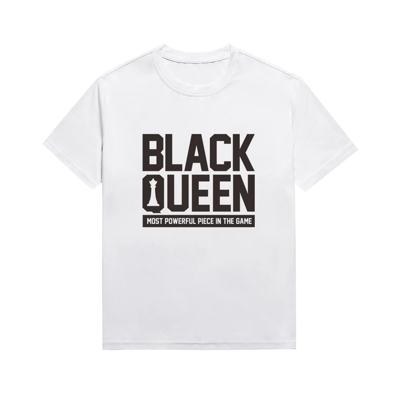 Black Queen Melanin Slogan Tee Women Aesthetic Clothing Tees Chess Graphic Top Short Sleeve Custom T Shirt