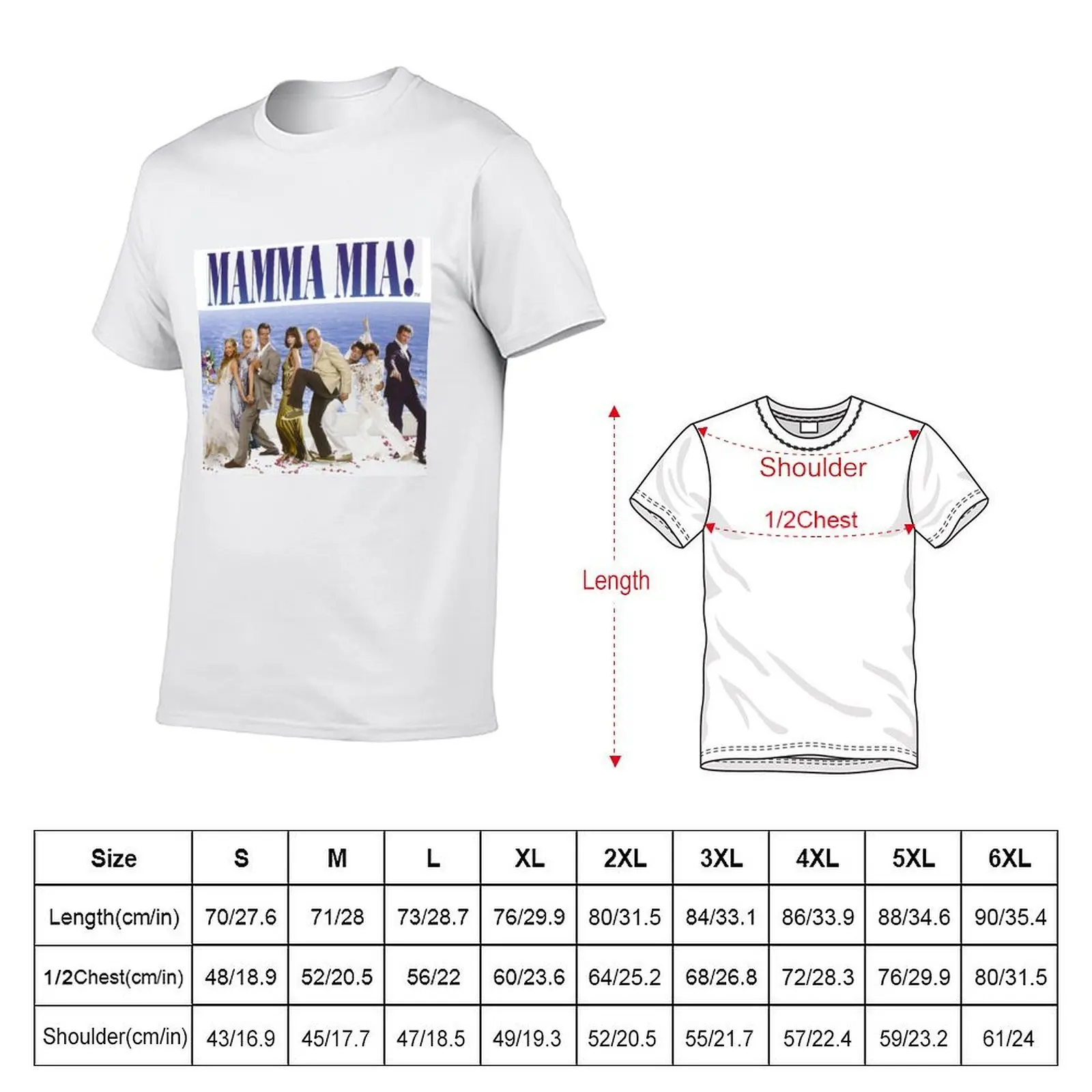 Mamma Mia Cast Poster T-Shirt cotton graphic tees Funny t-shirt Men's cotton t-shirt